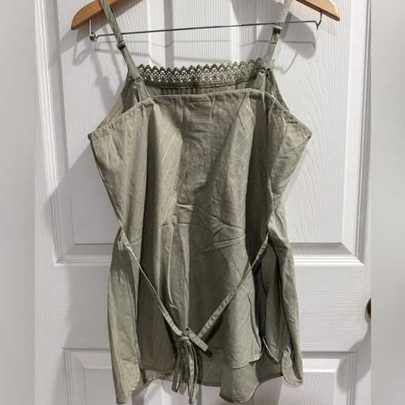 Olive Green Sleeveless Babydoll tie back top Y2K style - Picture 3 of 4